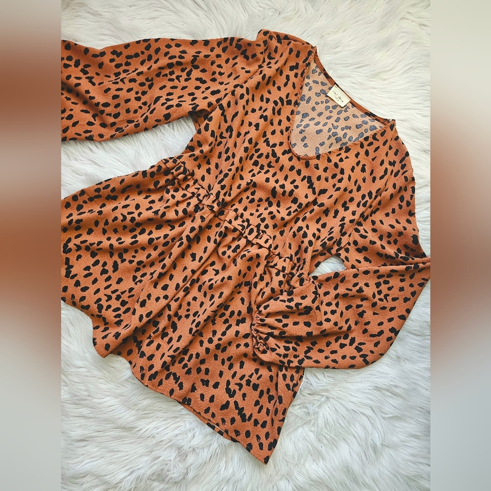 Abstract Leopard Print Blouse